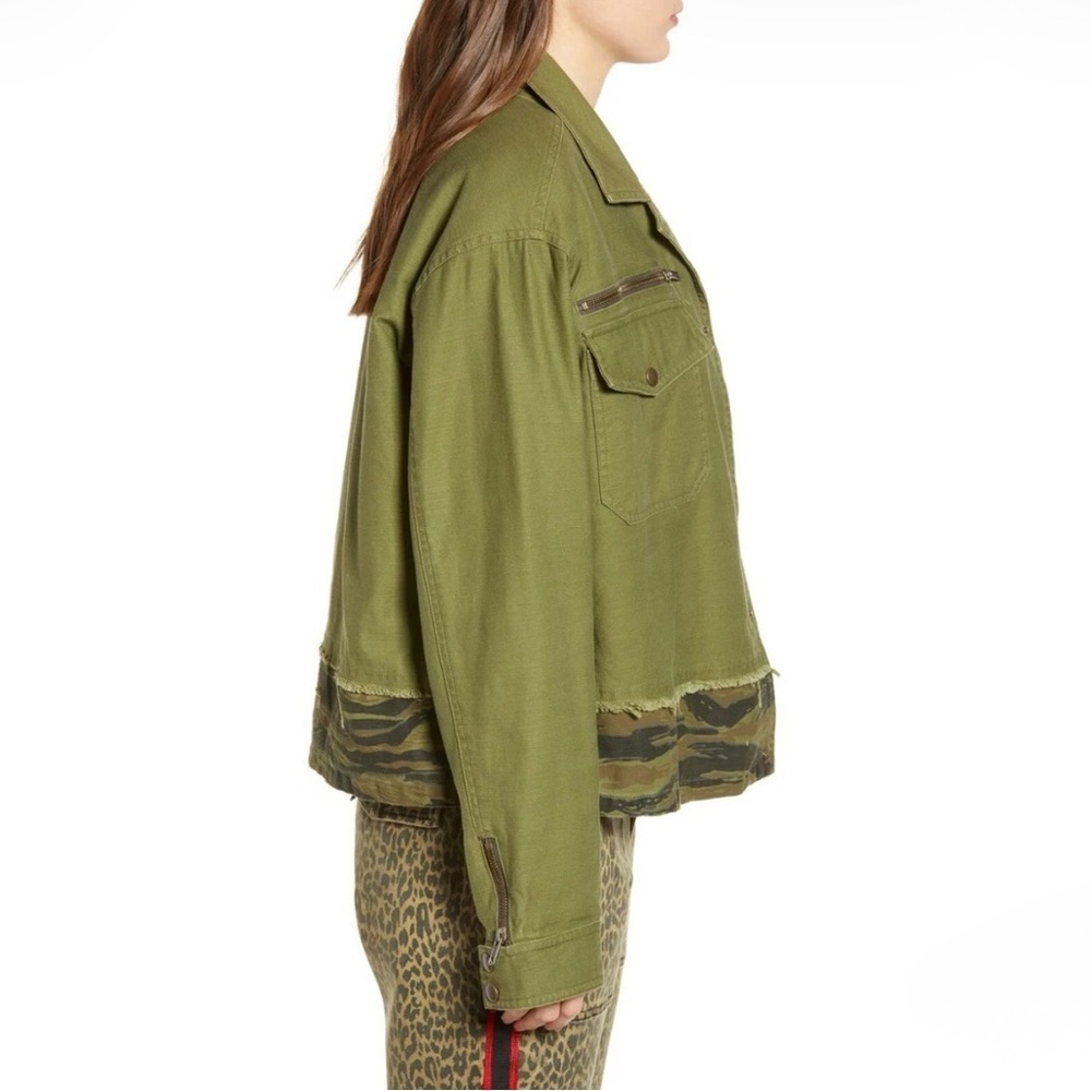 Pam & Gela Slouchy Army Jacket With Removable Faux Fur Lining Size Small - Picture 5 of 9